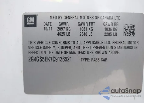 2012 Buick Regal Premium 1 from USA, damaged, VIN 2G4GS5EK7C9136521
